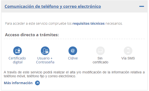 Actualizar datos de contacto TGSS