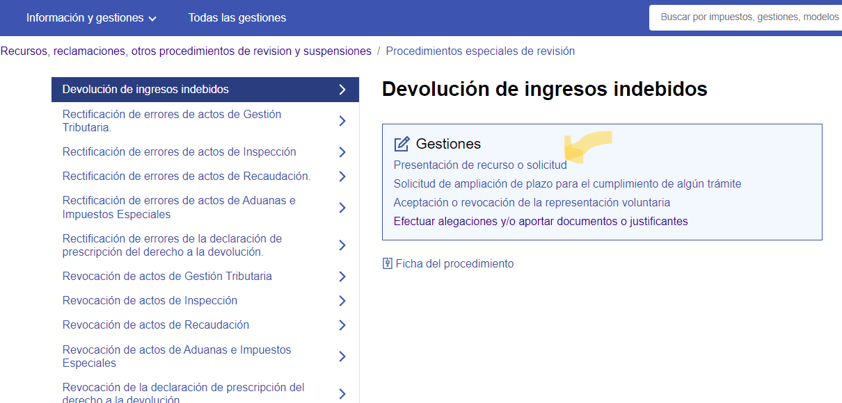 devolución de ingresos indebidos