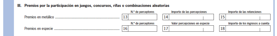 Modelo 111 premios